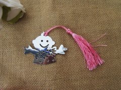 12Pcs Silver Baby Girl Figure Bookmark w/Pink Tassel Baby Shower 12Pcs Silver Baby Girl Figure Bookmark w/Pink Tassel Baby Shower