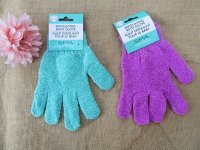 12Pcs Full Finger Exfoliating Body Bath Gloves Scrubber Gloves