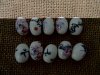 10Pcs Oval Lampwork Porcelain Beads Flower Pattern 18x14mm