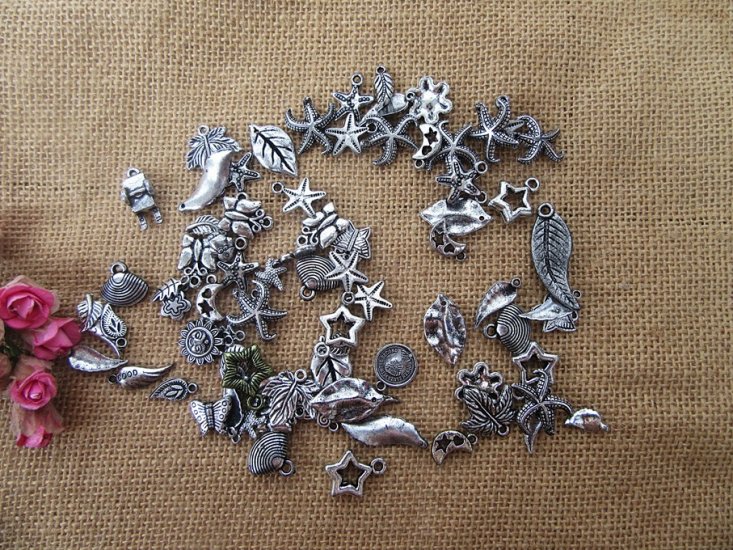 250g Antique Metallic Plastic Beads Pendants DIY Jewellery Craft - Click Image to Close
