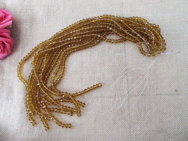 10Strand x 72Pcs Brown Rondelle Faceted Crystal Beads 8mm - Click Image to Close