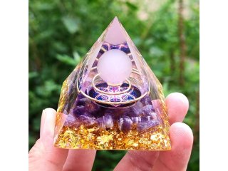 (image for) 1Pc Pink Quartz Crystal Pyramid Chakra Energy Orgone Stone