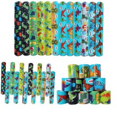 (image for) 48Pcs Dinosaur Reflective Magic Ruler Slap Band Bracelets