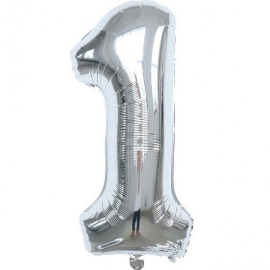 6Pcs Silver Numbers 1 Air-Filled Foil Balloons Party Decor - Click Image to Close