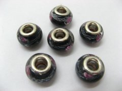 100 Black Murano Rose Flower Glass European Beads 100 Black Murano Rose Flower Glass European Beads