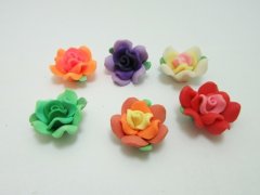 (image for) 100Pcs Rose Flower with Leaf Beads Jewellery Finding 25mm Dia.