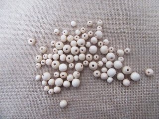 260Grams Wooden Round Beads 8-12mm Dia. Mixed