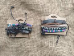 6Sheet Tribal Leatherette Braided Bracelets Wooden Bracelets