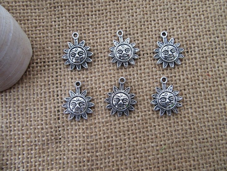 100Pcs New Sun Flower Beads Charms Pendants Jewellery Findings - Click Image to Close