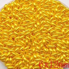 (image for) 250g (1180Pcs) Golden Faux Rice Simulate Pearl Beads Loose Beads 6x12mm