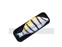(image for) 1Pc Striped Yellow Fish Shape Pencil Case Zipper Bag
