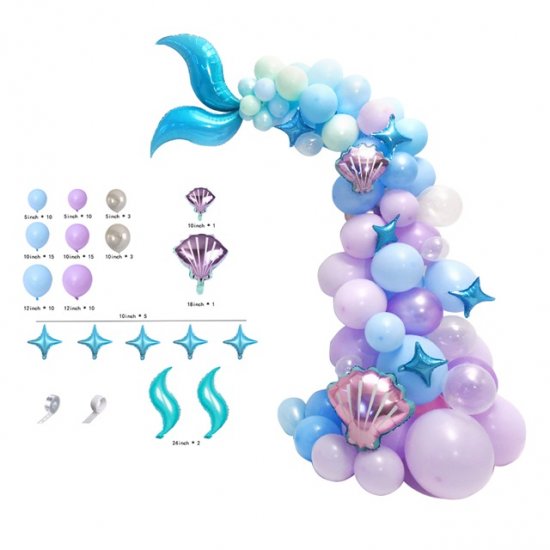 1Set 87Pcs Mermaid Balloon Garland Arch Kit Baby Shower Decor - Click Image to Close