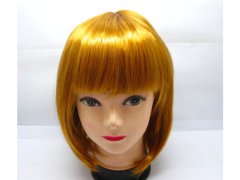 (image for) 1Pc Bobo Head Style Neat Bang Short Straight Cosplay Wig Gold