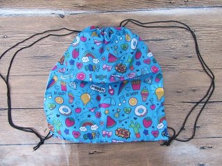 6Pcs Blue Kids Drawstring Backpack Lightweight Shoulder Rucksack