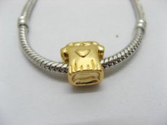 10Pcs 18K Gold Plated European T-shirt Shaped Thread Beads