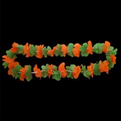 (image for) 12 Orange&Green Hawaiian Dress Party Flower Leis 6.5cm