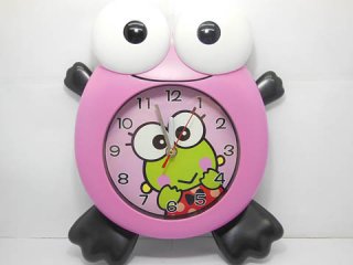 1X Pink Frog Shaped Wall Clock Room Decoration