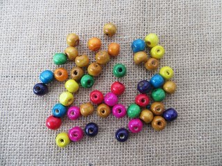 3x100Grams Round Colorful Wooden Beads for Crafts 10mm