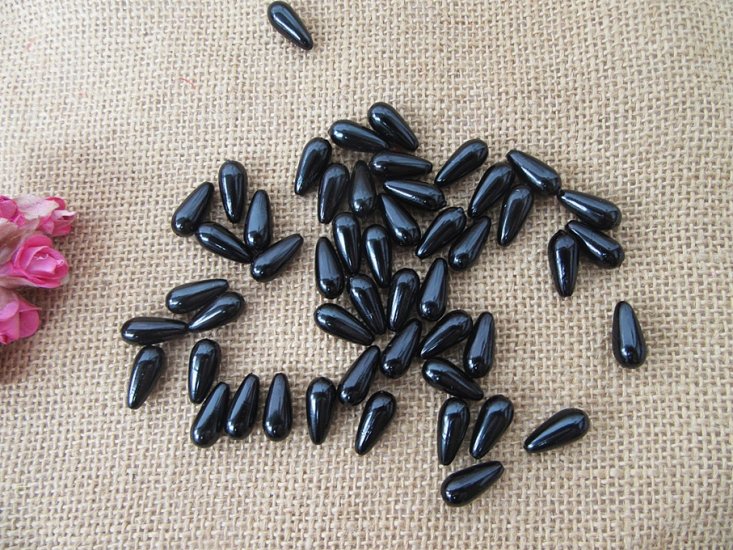 250g (430Pcs) Black Teardrop Simulate Pearl Beads Loose Beads - Click Image to Close