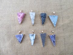 (image for) 10Pcs Triangle Unground Gemstone Nugget Charm Pendant Necklace