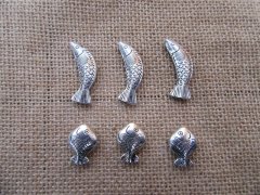 (image for) 80Pcs Antique Silver Fish Beads Charm for Necklace Jewelry Makin