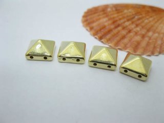 4x100 Golden Rock Punk Square Pyramid Spike Stud Beads 10mm (image for) 4x100 Golden Rock Punk Square Pyramid Spike Stud Beads 10mm