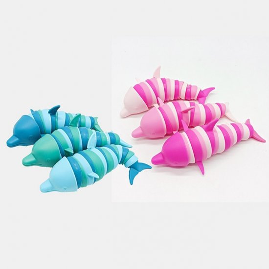 5Pc Funny Flexible Stress Relief Dolphin Sensory Fidget Toys for - Click Image to Close