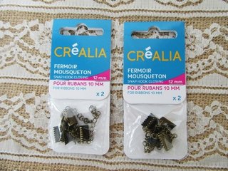 4Sheet x 2Pcs Snap Hook Closing for Ribbons 10mm