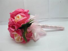(image for) 1X Pink Rose Bridal Bouquet Holding Flowers Wedding Favor