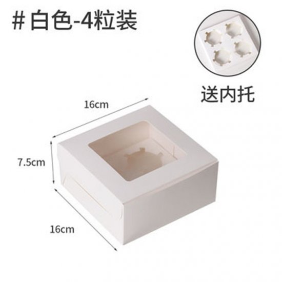 10Pcs White Paper 4 Hole Cupcake Cake Box w/Window - Click Image to Close