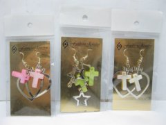 (image for) 12Pairs Dyed Shell Pendant Earrings - Mixed