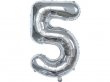 6Pcs Silver Numbers 5 Air-Filled Foil Balloons Party Decor