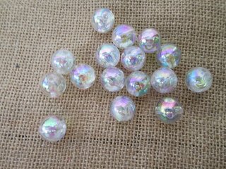 3Sheet x 48Pcs Plastic Shiny AB Color Round Beads 16mm dia