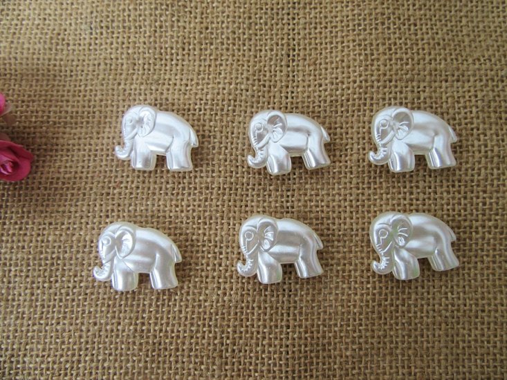 50Pcs Simulate Pearl Elephant Beads Jewelry Craft Making - Click Image to Close
