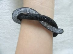 12X Twisted Black Rhineston Wrap Mesh Magnetic Clasp Bracelet Ba 12X Twisted Black Rhineston Wrap Mesh Magnetic Clasp Bracelet Ba
