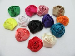 (image for) 2x50Pcs Craft Satin Ribbon Rose Flowers Embellishments 4x2cm