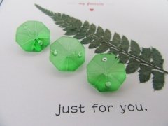 (image for) 100 Green Crystal Faceted Double-Hole Suncatcher Beads 14mm