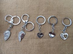 (image for) 12Pack x 2Pcs Lover Couple Heart Metal Key Ring Assorted