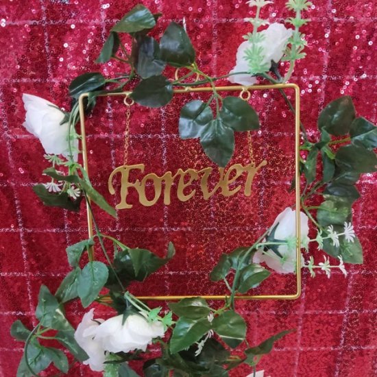4Pcs Hanging Hoop Letter "Forever" Floral Wreath Wedding Party - Click Image to Close
