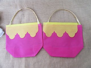 12Pcs Kids Plain Pink Yellow Non-woven Reusable Shopping Bag