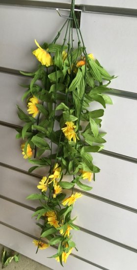 4X Artificial Beautiful Yellow Orange Garden Flower Vine Leaves - Click Image to Close
