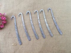 (image for) 20Pcs Tibetan Silver Color Flower Carved Hook Metal Bookmarks