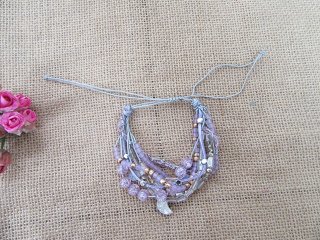 6Pcs Purple Multi-stranded Beaded Bracelets Drawstrings Thread B (image for) 6Pcs Purple Multi-stranded Beaded Bracelets Drawstrings Thread B