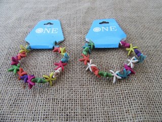 12X Colorful Seastar Gemstone Charms Beaded Bracelets
