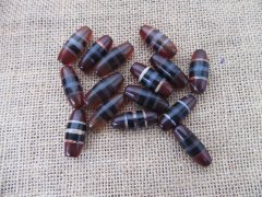 (image for) 50Pcs Unique Oval Natural Gemstone Beads w/Lines 30x12mm Mixed