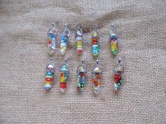 (image for) 10X Flower Inside Pendant Hexagon Prism Beads Charms