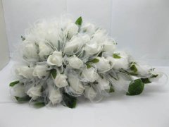 (image for) 1X Artificial Ivory Rose Wedding Bridal Teardrop Bouquet
