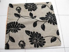 2Pcs Black Flower Hemp Pillow Cushion Covers 43cm