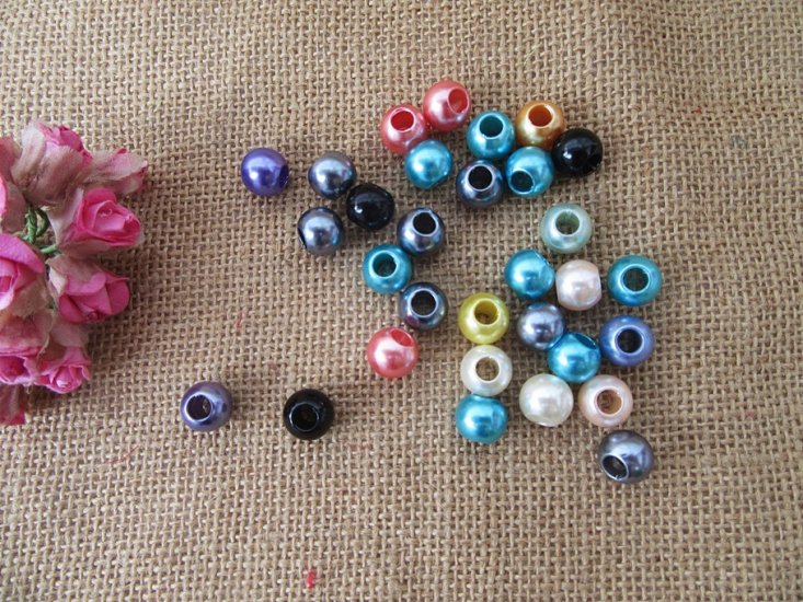 250g (400Pcs) Simulate Pearl Beads Barrel Pony Beads 12mm Mixed - Click Image to Close
