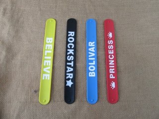 (image for) 12Pcs Silicone Reflective Magic Ruler Slap Band Bracelets Assort